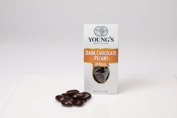 Double Dipped Dark Chocolate Pecans 6 oz Box by Young's Premium Foods