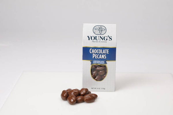 Double Dipped Chocolate Pecans 6 oz Box by Young's Premium Foods