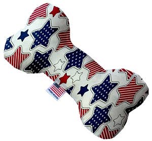Patriotic Stars Dog Toy: Canvas / 6" / Bone