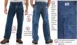 Sale: Stone Washed Work Carpenter Dungaree Jeans by ROUND HOUSE® Made in USA #1010