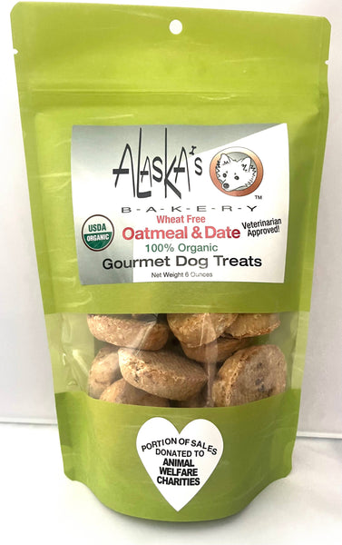 Organic Wheat Free Oatmeal Date Alaska Dog Biscuits 6 oz.