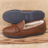 Sale: Men's Premium Rubber Sole Sheepskin Slippers Made in USA by Footskin 4400S-RS