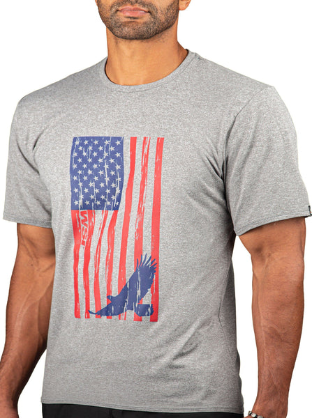 Men's Freedom Patriot Tee American Flag T-shirt by WSI  Made in USA 752HLSSP